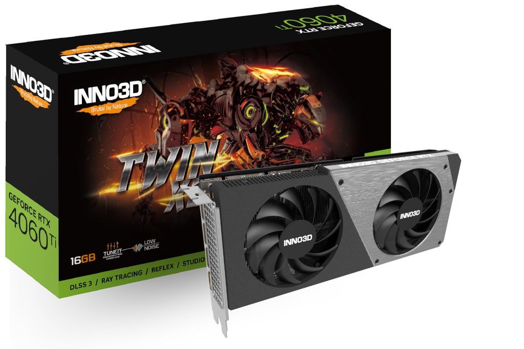 INNO3D N406T2-16D6-178055N, GeForce RTX 4060 Ti, 16 GB, GDDR6, 128 Bit, 7680 x 4320 Pixel, PCI Express x8 4.0