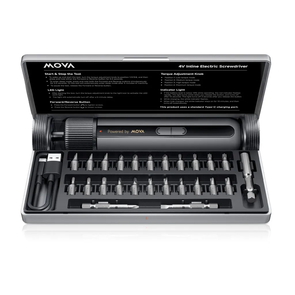 Tournevis électrique 4V Mova Msd008 maniable pour montage de meubles kit