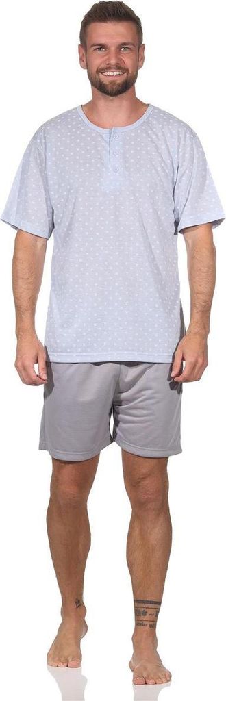 Herren Pyjama Short und T-Shirt Schlafanzug, Grau/M