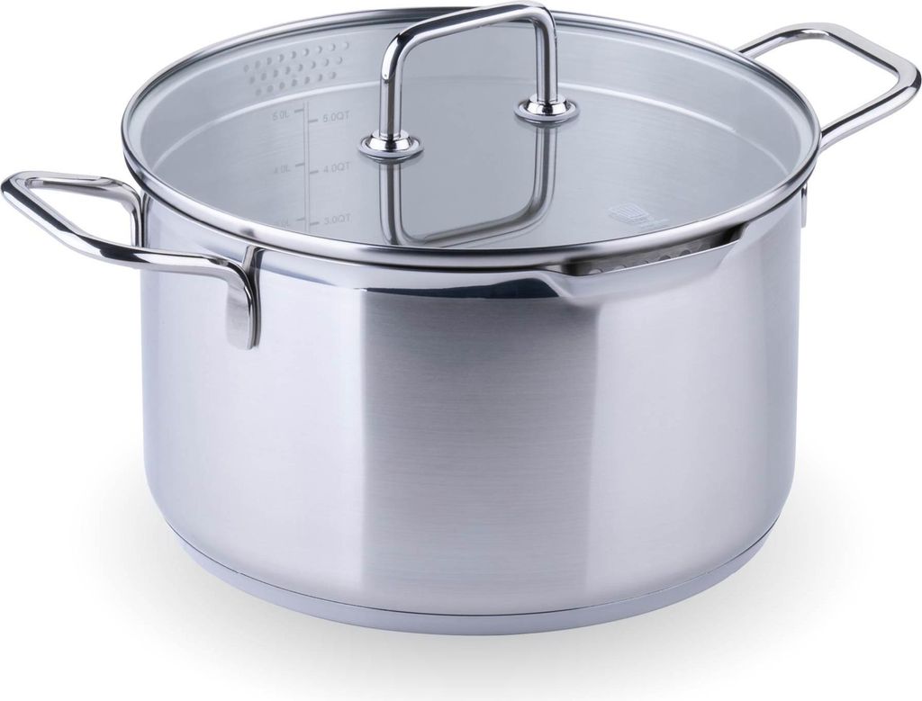 Chefkoch trifft Fackelmann Edelstahl Kochtopf mit Glasdeckel Ø 24 cm, 6000 ml, Induktionsgeeignet, Backofengeeignet