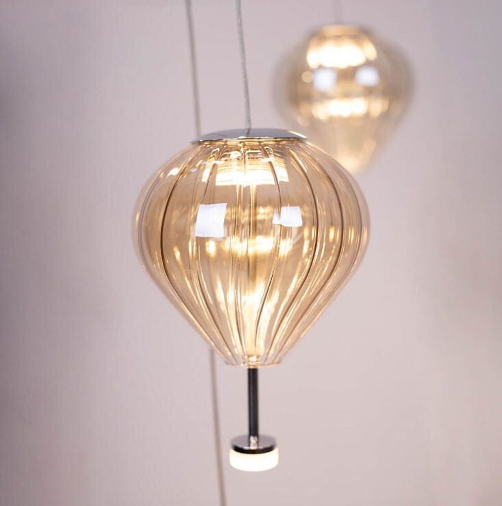 LED-kandelaar PALLONCINI, wit-chroom, transparant glas, Productafbeelding 