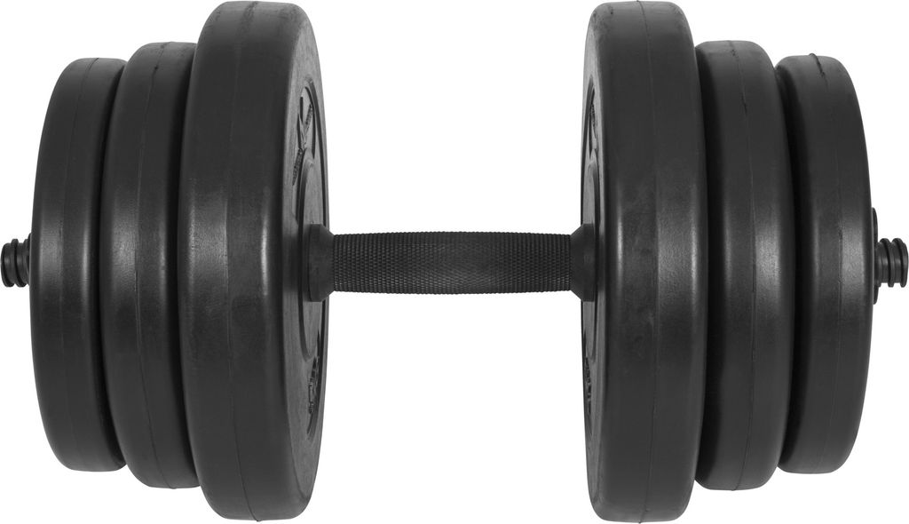 GYRONETICS Kurzhanteln - Set, 20kg, 2x2kg, 2x2,5kg, 2x5kg Gewichte, 25 mm, mit 2 Sternverschlüssen, gerändelt, Kunststoff, Schwarz - Hantelset,...