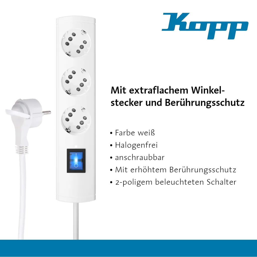 Multiprise extra plate EFB Duoversal avec interrupteur câble 1,4m - 3