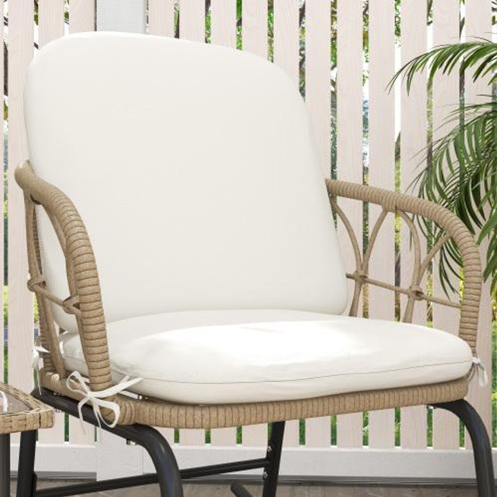 Rattan Schaukelstuhl-Set 3-teilig 2 Stuehle 1 Couchtisch Gelb 63x82x75 cm Gartenmoebel Terrasse Balkon