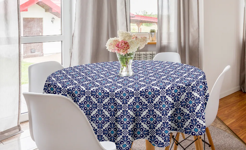 Crea la tua Oasi Orientale: Tovaglia Rotonda 150 cm Viola e Blu