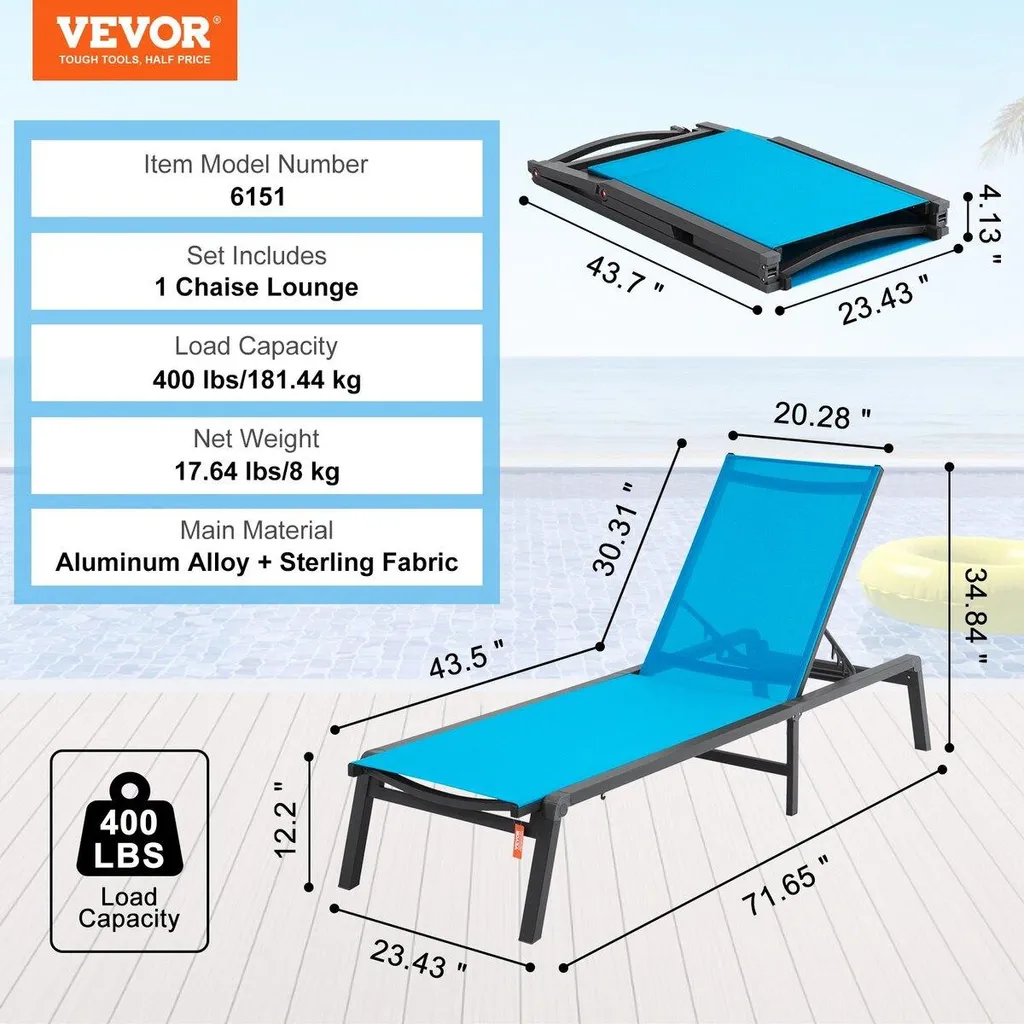 Chaise longue multi-positions pliable pour terrasse avec dossier ergonomique - 7