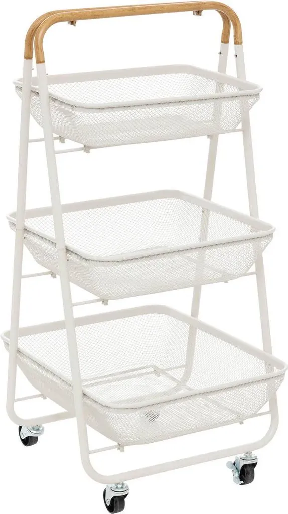 Scaffale Mobile MAYAJ 3 Cesti Nero: Acciaio Resistente per Cucina