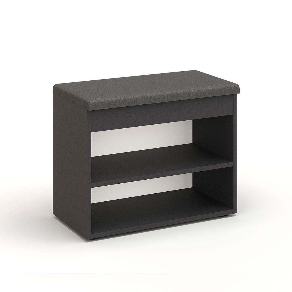 KOMTO Schuhbank mit Sitzfläche - Schuhregal Bank mit Stauraum Kleiner Schuhschrank mit Sitzbank Flur Bank Garderobenbank Sofia 60x48x32 cm Schwarz