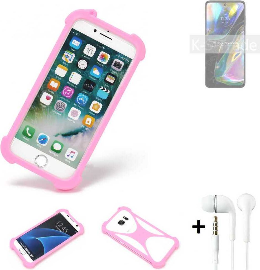 K-S-Trade Bumper + Kopfhörer kompatibel mit Motorola Moto G82 Handy Hülle Schutzhülle Silikon Schutz Hülle Cover Case Silikoncase Silikonbumper