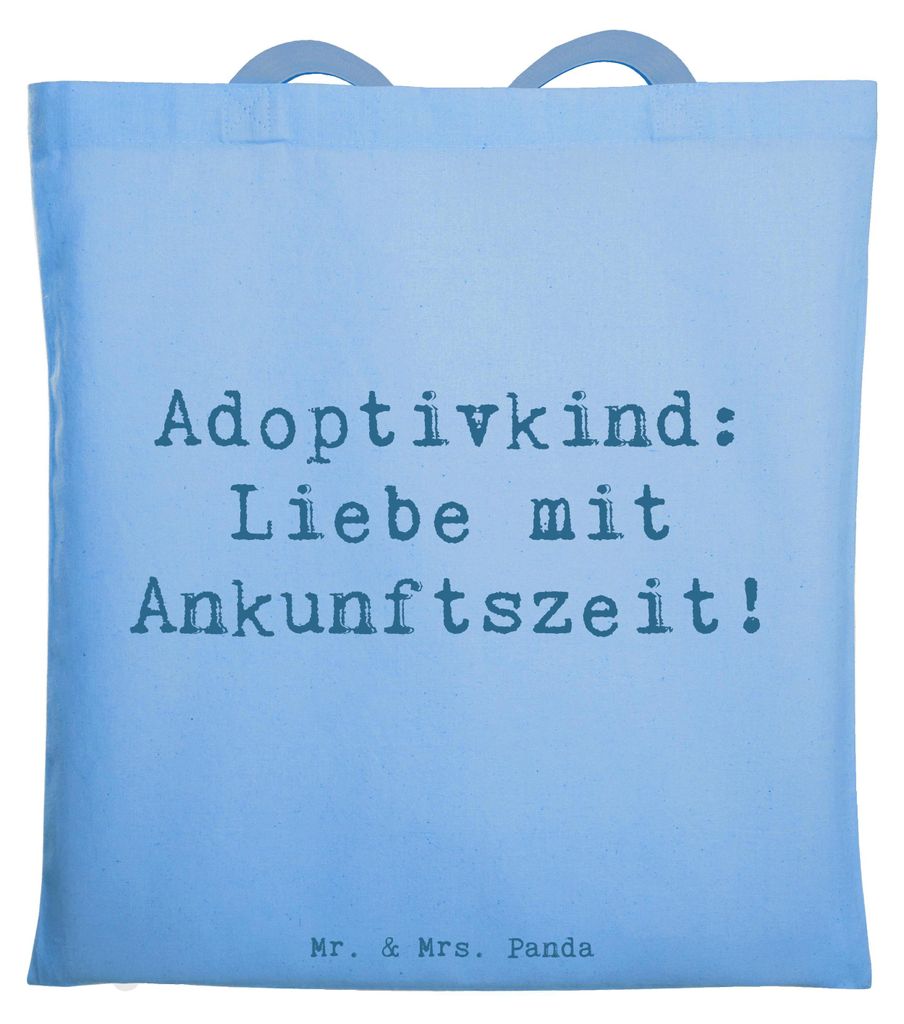 Mr. & Mrs. Panda Tote Bag Spruch Adoptivkind Liebe - Sky Blue - Geschenk, Familienbande, herzerwärmende Sprüche, Tasche, Schultasche, Shopping, F...
