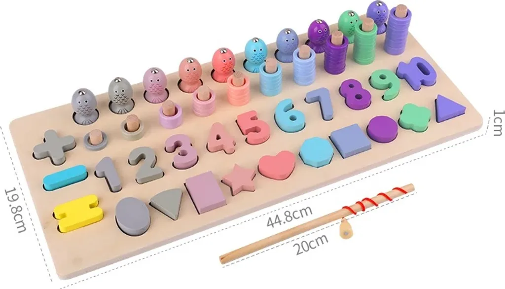 Puzzle magnétique Montessori poisson pastel pour apprendre à compter
