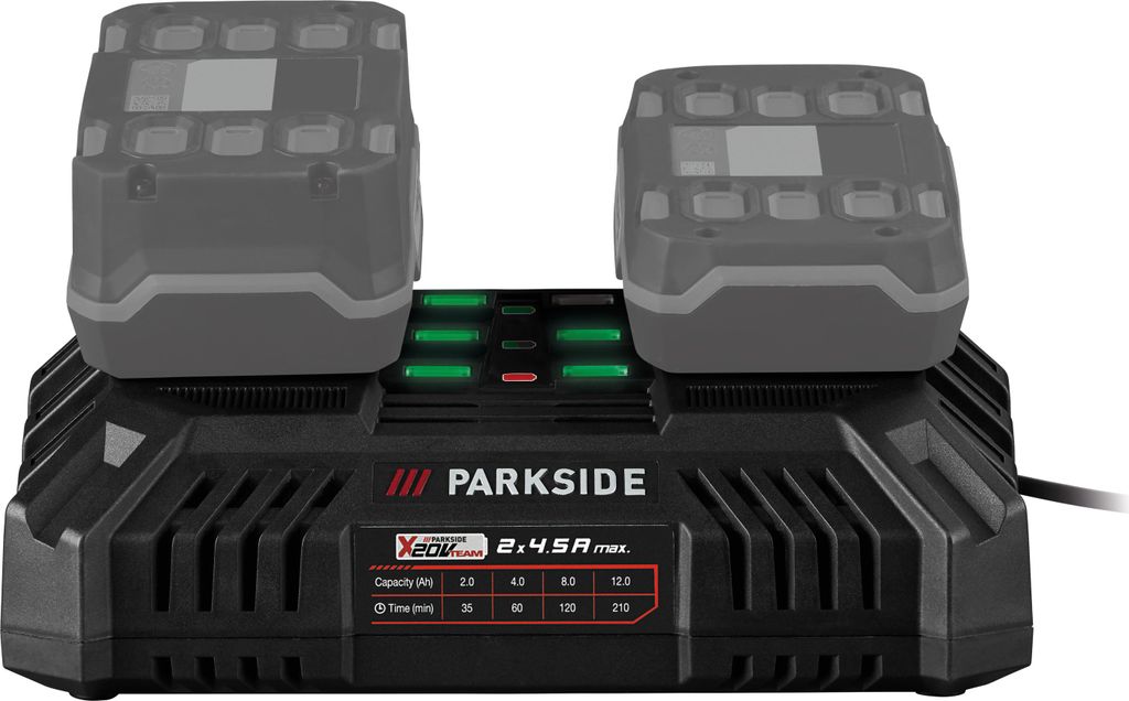 PARKSIDE 20 V / 2x 4,5 A Akku-Doppelladegerät »PDSLG 20 B1«, ohne Akku