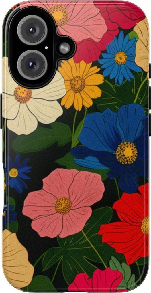 Buntes Blumenmuster – Hülle Kompatibel mit iPhone 16