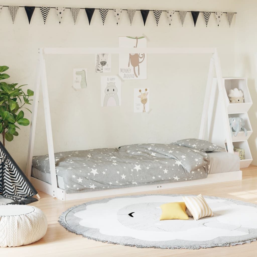 "im Angebot" Kinderbett Weiß 90x200 cm Massivholz Kiefer - Kinderbetten CC22933