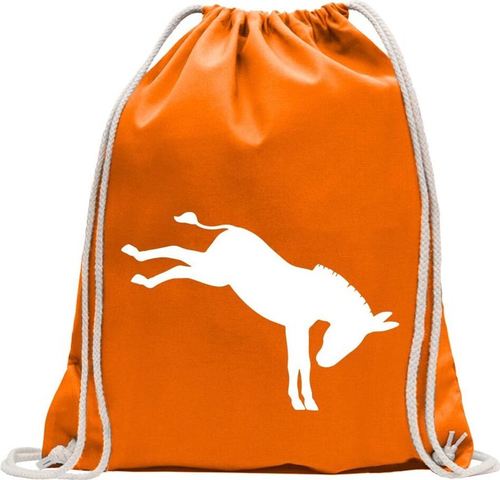 Kiwistar - Turnbeutel - mandarin - Esel - Motiv 3 - störrisch - Fun Rucksack Sport Beutel Gymsack Baumwolle mit Ziehgurt