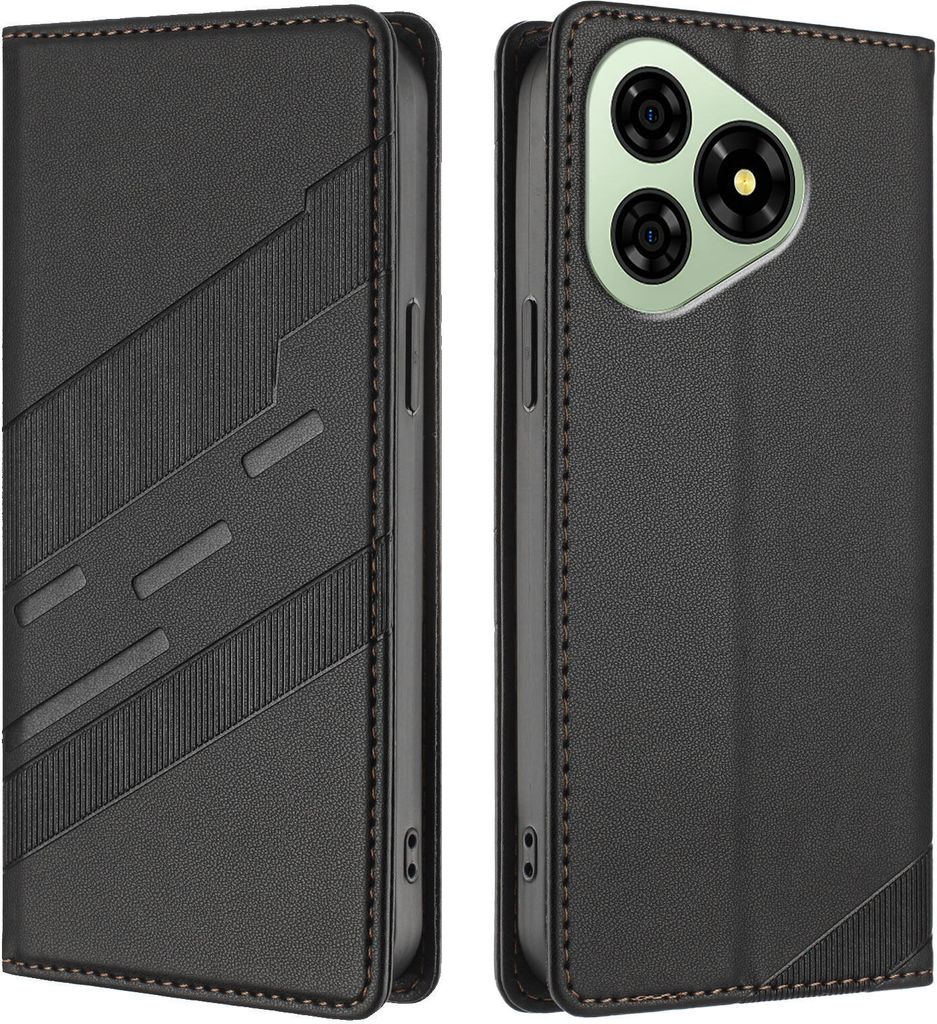 Hülle für Ulefone Note 19, Kunstleder Brieftaschen Handyhülle mit Kartenfach und Standfunktion Schwarz