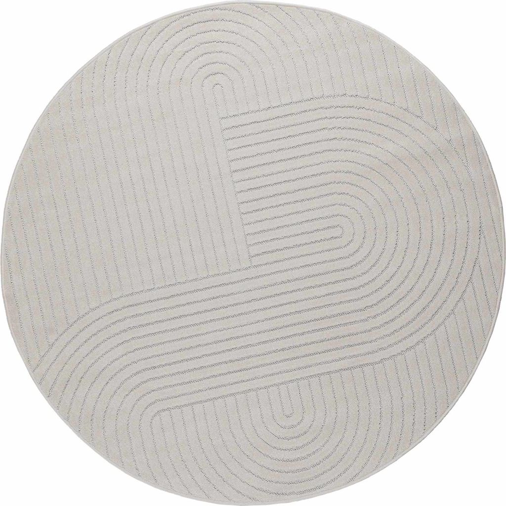 HOMMIE Teppich Wohnzimmer Schlafzimmer - Modern Stil - Bereichsteppiche - Rund Creme Ø 160cm NEU659154 - Designerteppiche