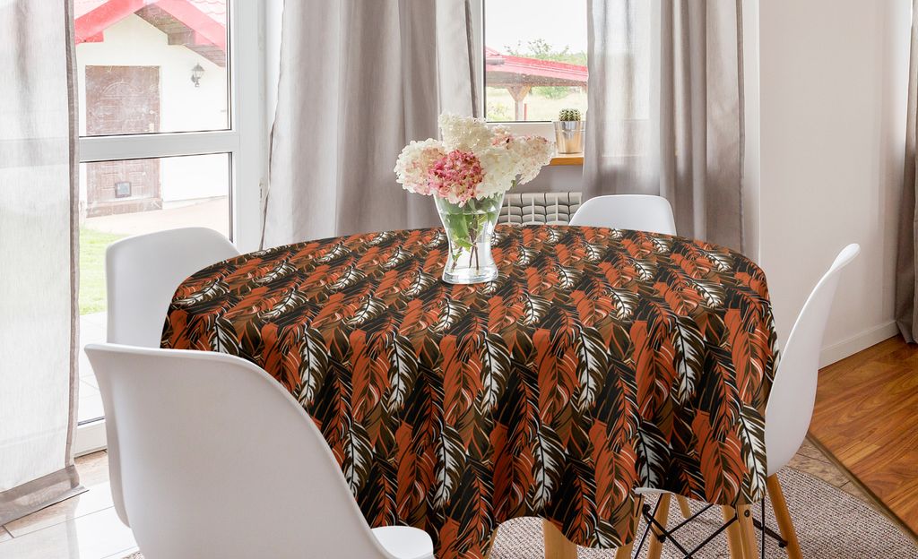 ABAKUHAUS Burnt orange Runde Tischdecke, Herbst-Farben-Blätter, Kreis Tischdecke Abdeckung für Esszimmer Küche Dekoration, 150 cm, Burnt Orange ...