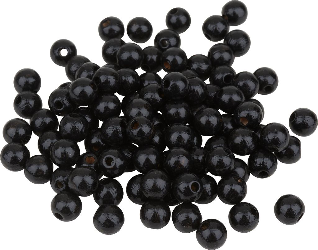 Holzperlen schwarz 8 mm 85 Stück Produktbild 