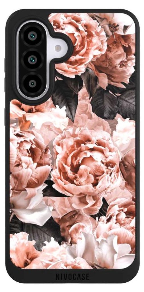 NIVOCASE Handyhülle für Samsung Galaxy A56 5G Hülle NIVOpure Case Schwarz Blume Rose Vintage