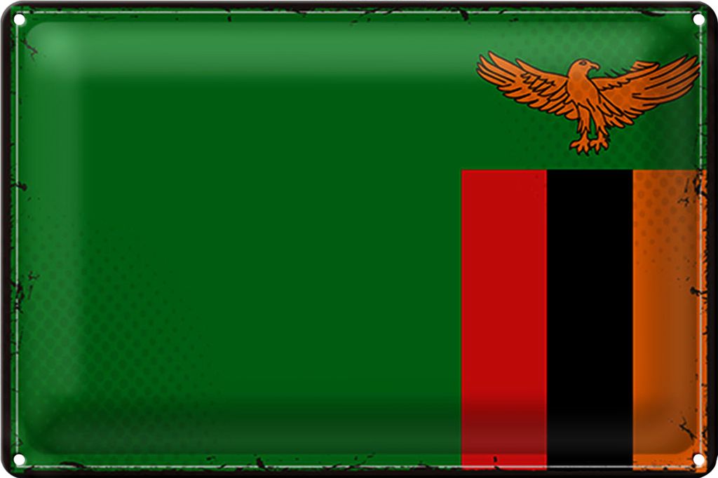 Blechschild Flagge Sambia 40x30cm Retro Flag of Zambia