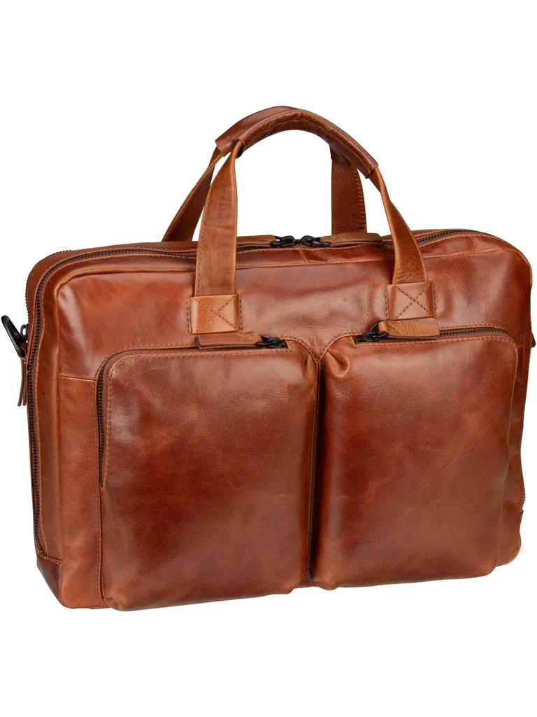 Serviette Cuir 2 Compartiments Porto Brun avec Fermeture Zip Robuste