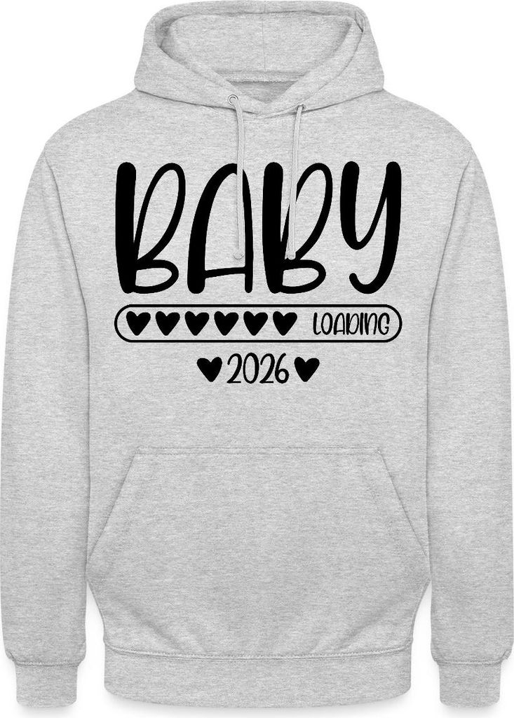 Spreadshirt Baby 2026 loading Uni Hoodie, 4XL, Hellgrau meliert