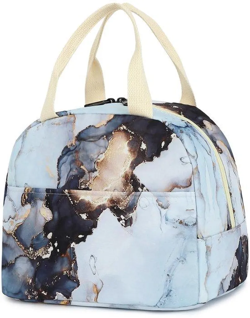 Sac isotherme motif marbre chic pour repas, lunch bag réutilisable