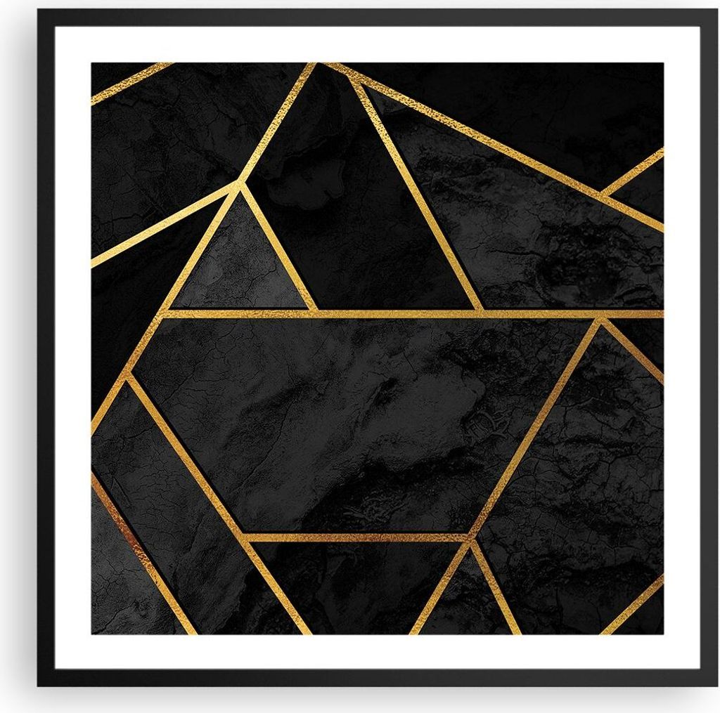 Gerahmtes Poster - Schwarzer Rahmen - Abstraktion Gold Produktbild 