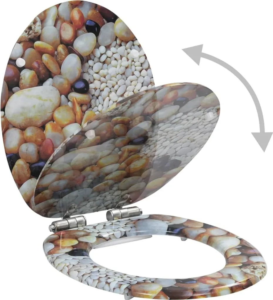 Coppia Sedili WC MDF Ciottoli - Chiusura Soft Close e Cerniere Zinco - 3