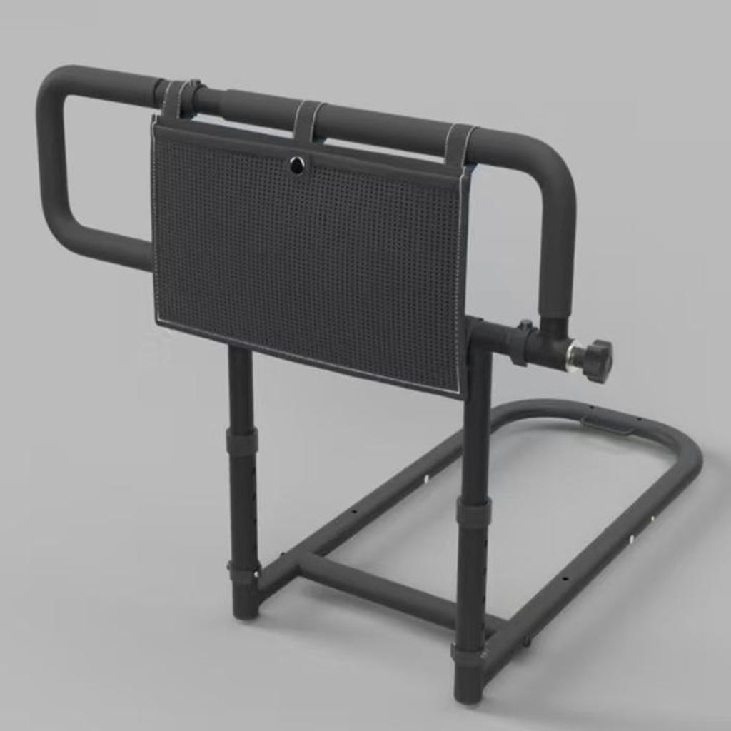 COSTWAY Aufstehhilfe Bett, 180° faltbar, Bettgitter mit verstellbarer Breite & Höhe, Tasche, Sicherheitsgurt & Handgriff, Schutzgeländer bis 136kg