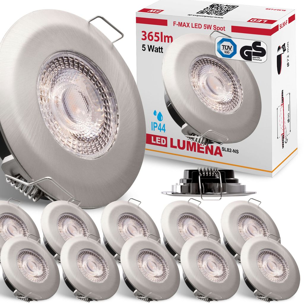 12x LED Bad Einbaustrahler Ultraflach 5 Watt Eisen Produktbild 