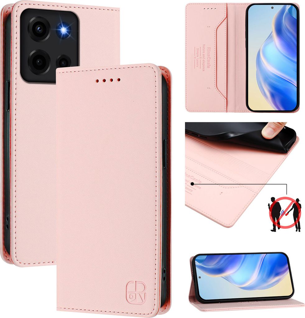 Lederhülle für Motorola Moto G 5G 2025 Hülle Flip Brieftasche Kartenfächern Ständer Schutzhülle Pink