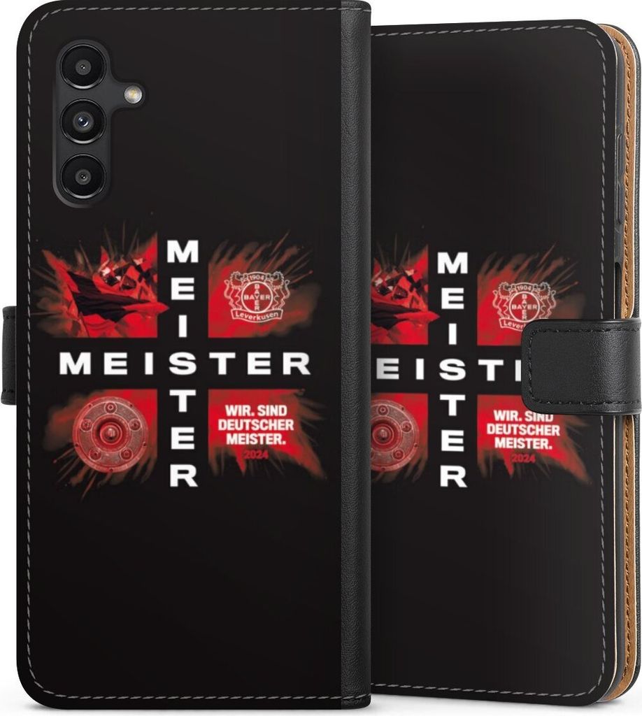 DeinDesign Klapphülle für Samsung Galaxy A13 5G Handytasche Lederhülle Tasche Bayer 04 Leverkusen Meister Offizielles Lizenzprodukt