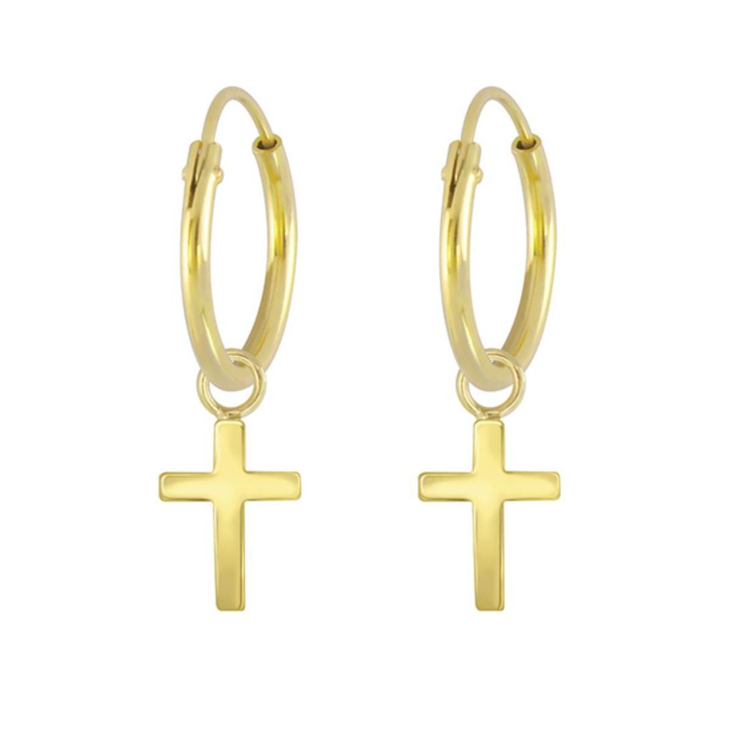 Kreuz Creolen Ohrringe Silber 925 gold