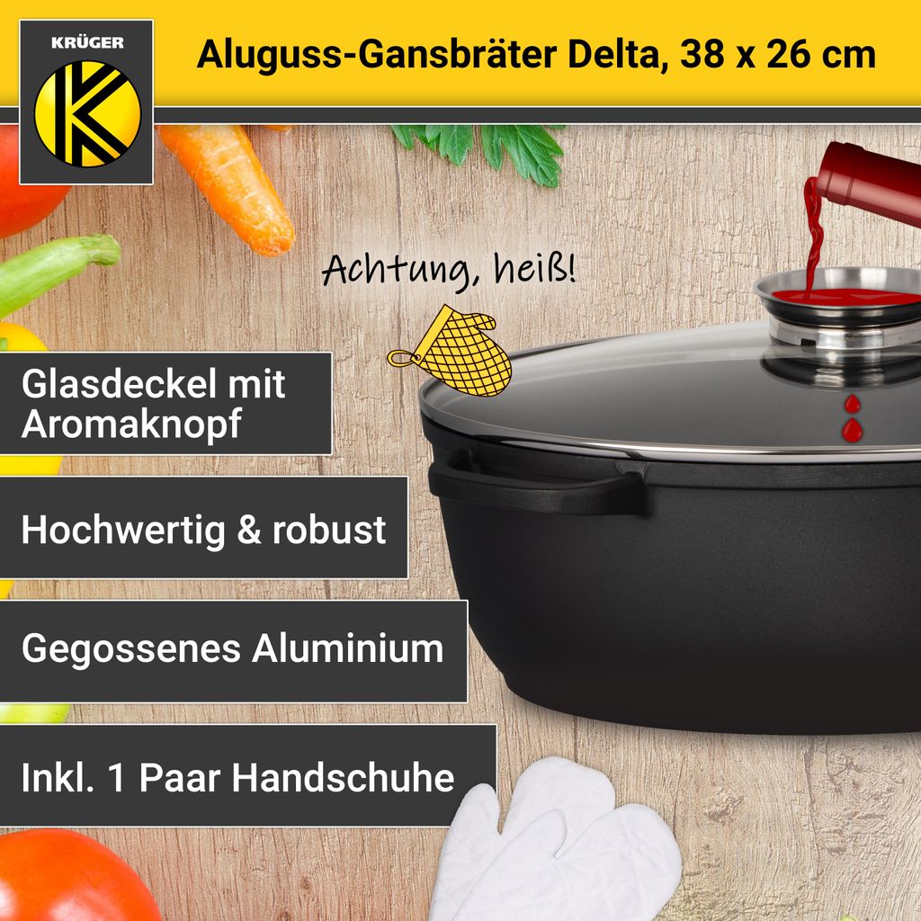 Karl Krüger 23038D Aluguss-Gansbräter Delta - 38 x 26 x 13 Produktbild 4