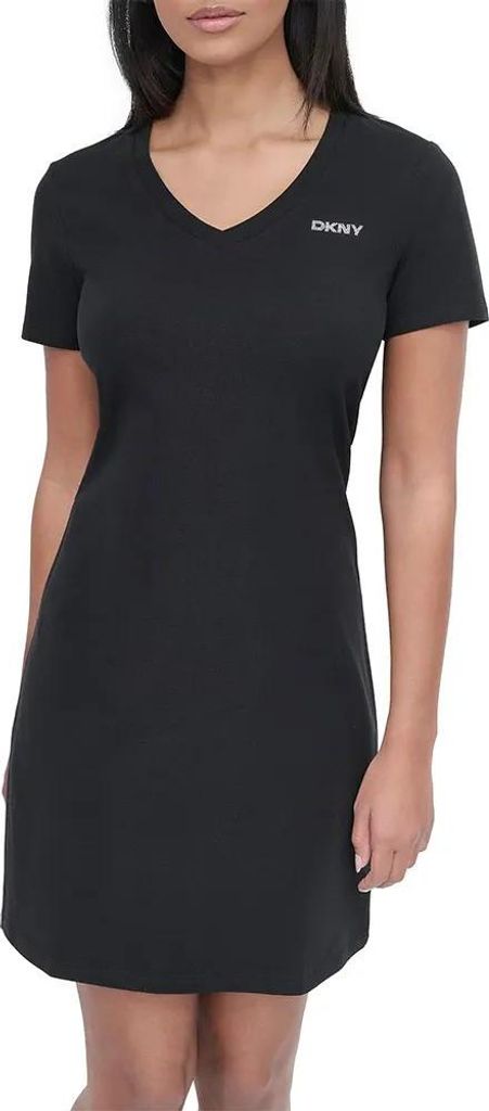 Dkny Mini Stud Logo Kurzarmkleid Schwarz S Damen Schwarz S