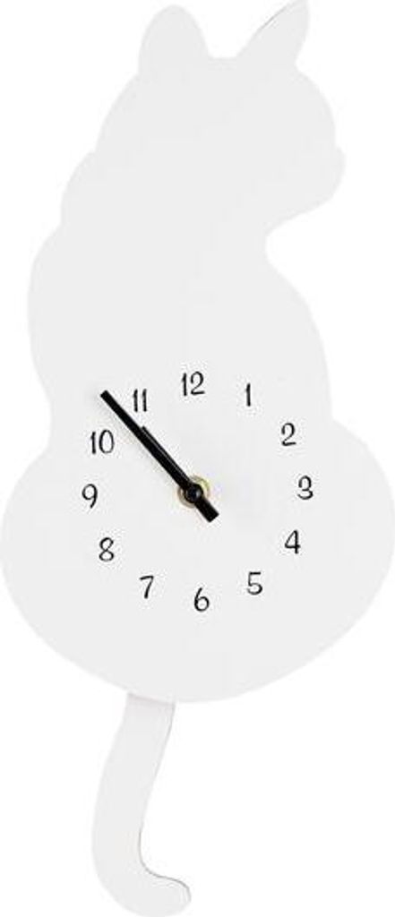 Horloge Murale Forme Chat 17,2X4,5X40Cm, Blanc Image du produit 