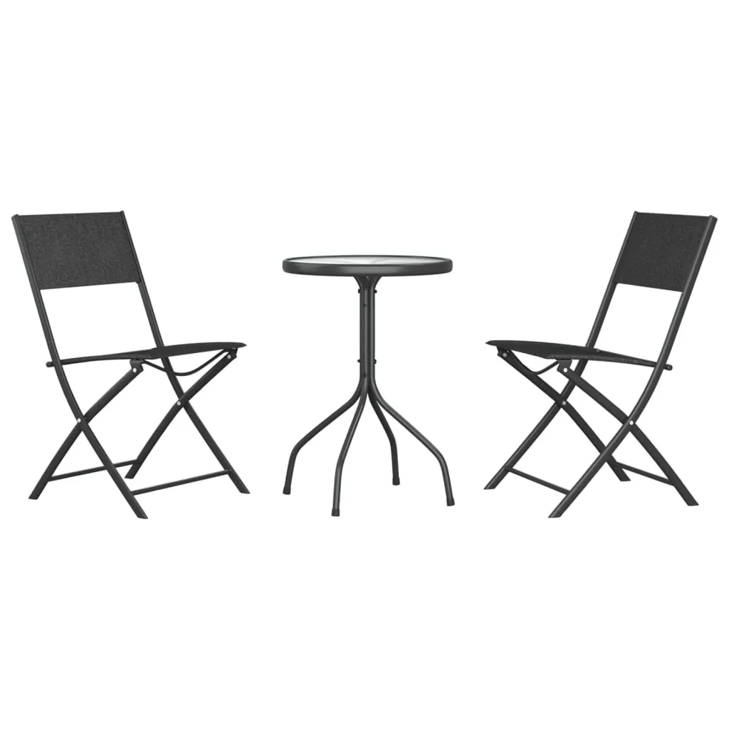 vidaXL Set da Pranzo Giardino 3 Pezzi in Acciaio Nero | Arredo Esterno