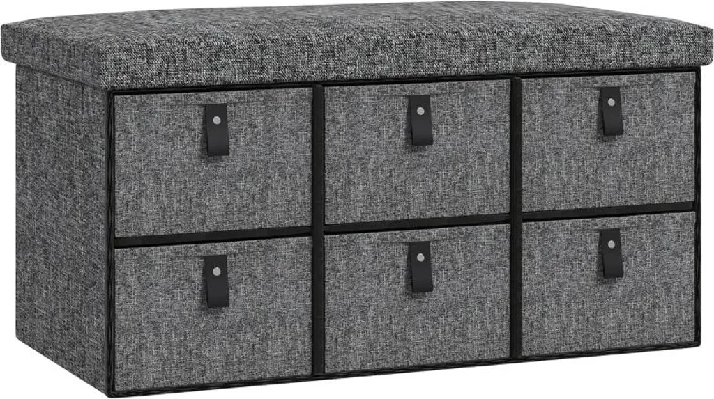Banc d'Entrée Pratique pour Ranger ses Chaussures, Assise Grise 6 Cases
