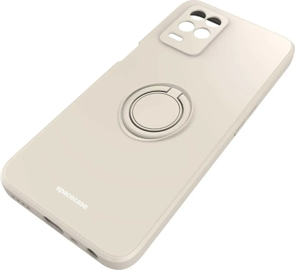 Custodia Silicone SPACECASE per Realme 8 5G Beige con Anello Supporto - 4
