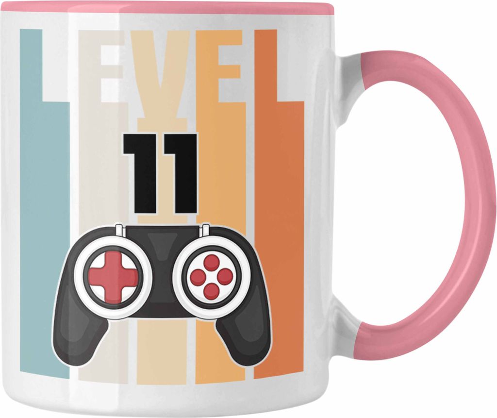 Trendation - 11. Geburtstag Tasse Gamer Jungs Jungen Geschenkidee zum Geburtstag Lustig Elf (Rosa)