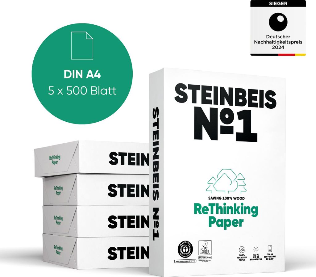 Steinbeis No.1 recyklovaný kopírovací papier A/4 80gr 500 Obrázok produktu 4