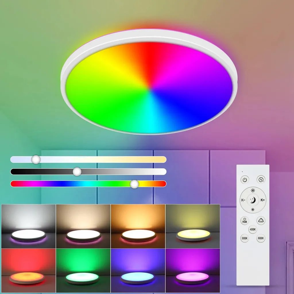 Plafonnier LED RGB 24W avec télécommande et rétroéclairage 6 couleurs - 2