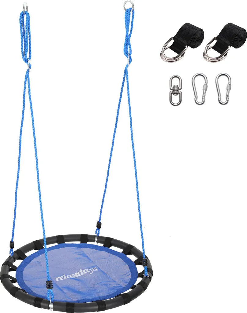Relaxdays Balançoire Nid 80 cm - Siège Suspendu Rond pour Jardin Noir