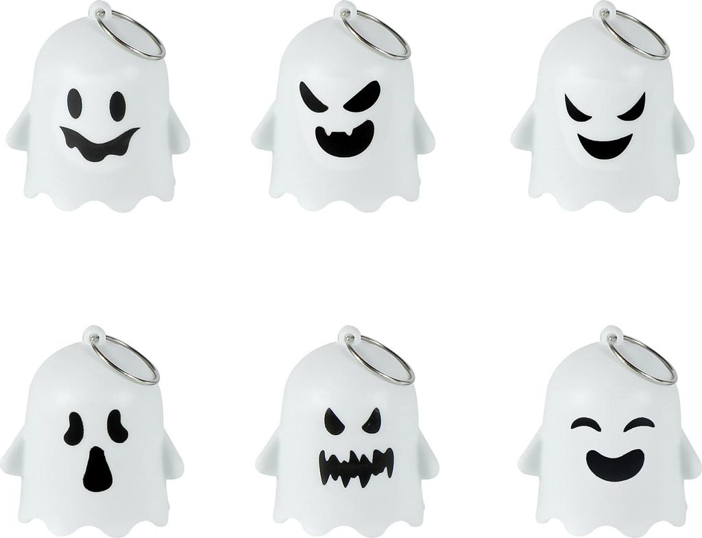 6 Stück Halloween Mini-Geisterfigur mit Beleuchtung, Harz, Miniatur-Geisterlichter für den Tisch, für Halloween-Partys, Heim- und Gartendekoration