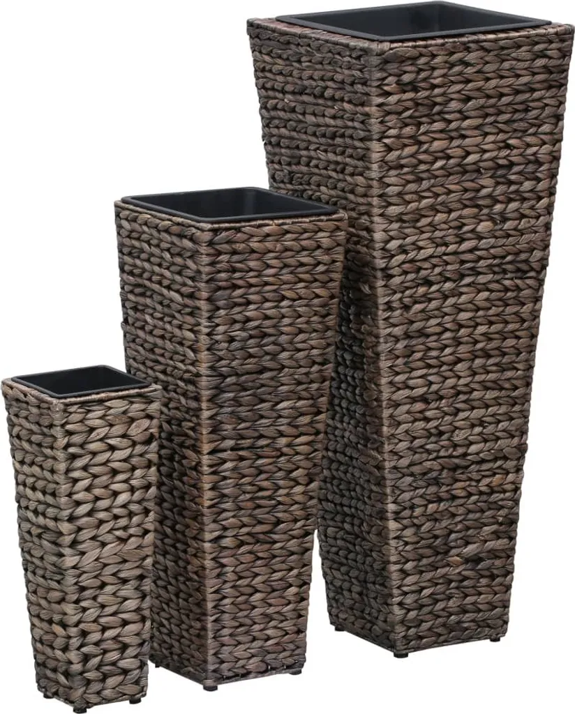 The Living Store Lits surélevés de jardin 3 pcs jacinthe d'eau brun foncé