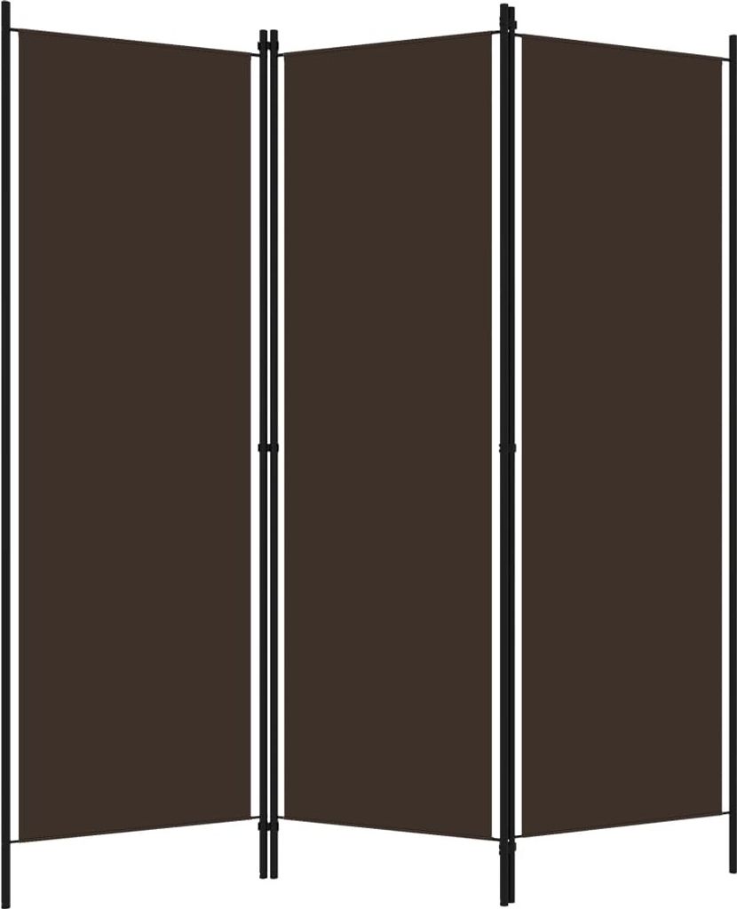 A three-panel room divider standing against a white background.
