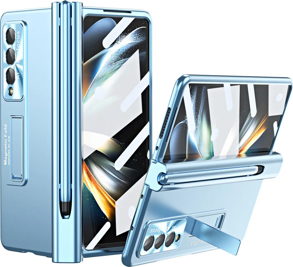 Custodia Elegante Blu Samsung Fold 3 5G: Protezione Hinge Magnetica