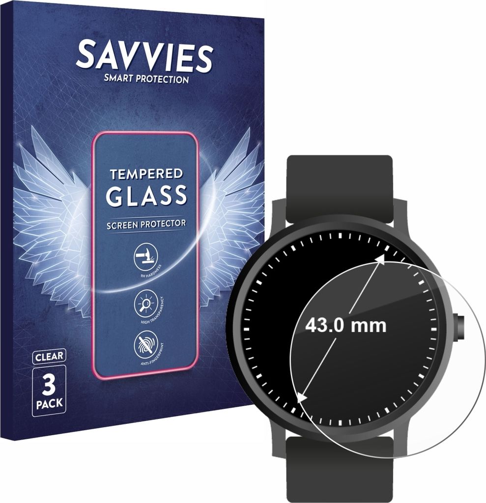 3x Savvies Schutzglas für Armbanduhren (Kreisrund, ø: 43 Produktbild 